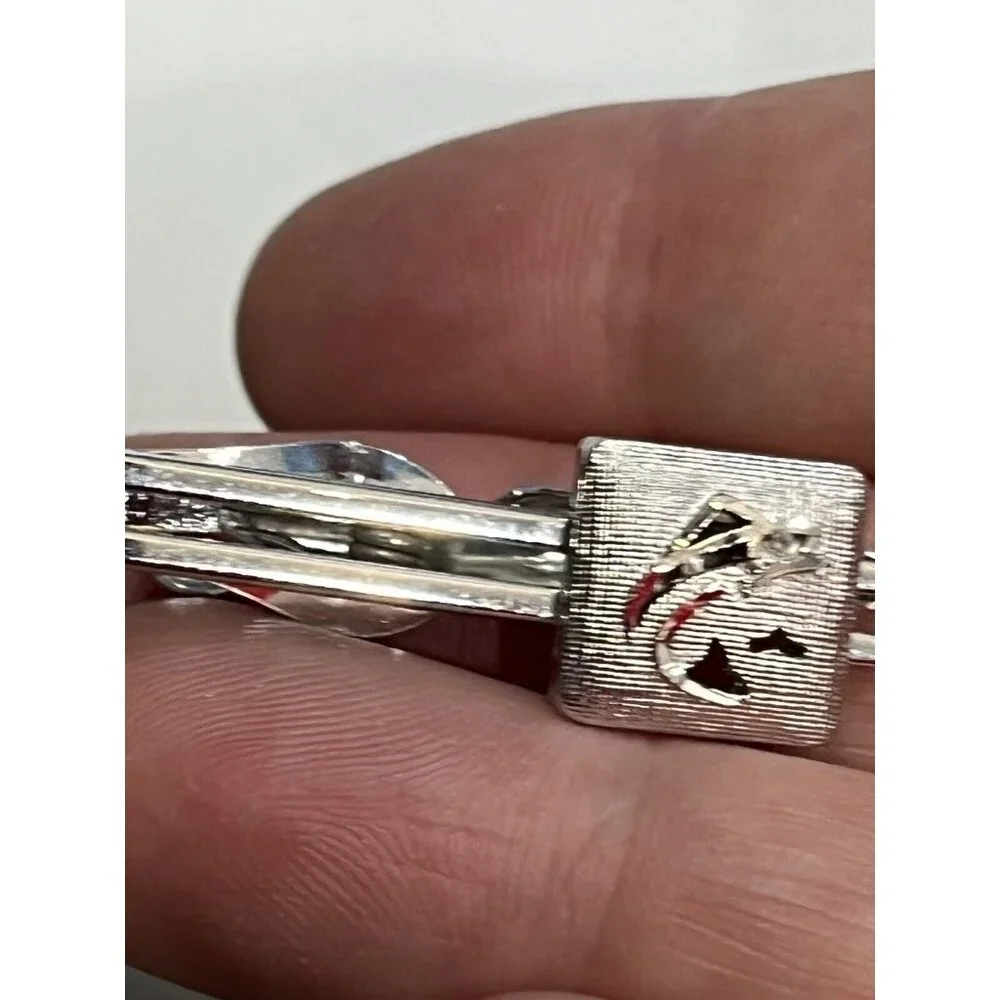 Vintage Swank Silver Fish Cuff Links And Matching Tie Clip Bar